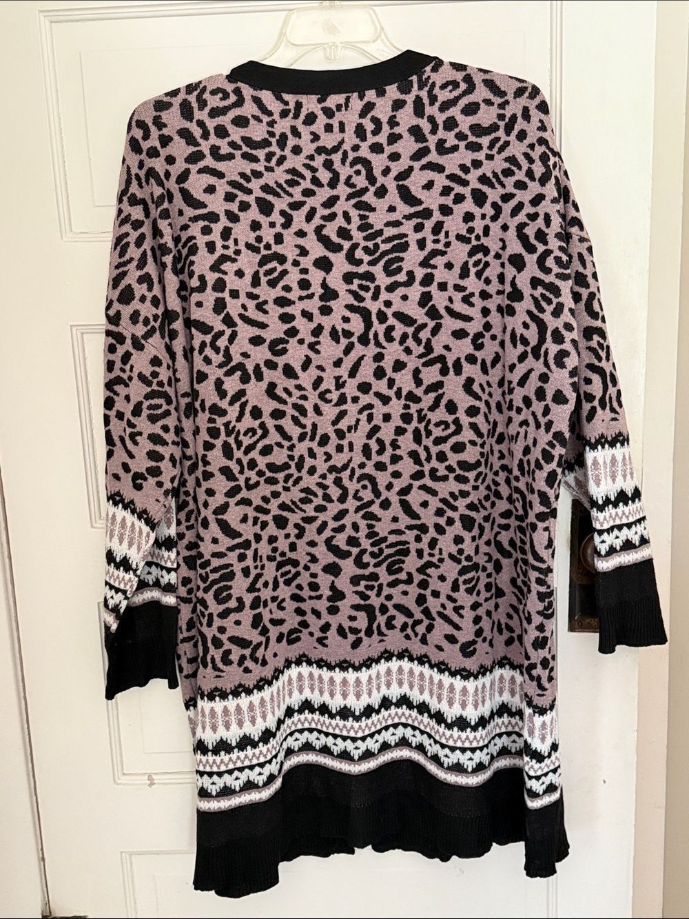 BloomChic Purple Leopard Print Pocket Cardigan Sweater Women's size 28 5X - Picture 6 of 9